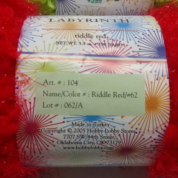 Yarn Bee Labyrinth Yarn Lot, Riddle Red & Gateway Lime 3.5 oz Skeins, Scarf Yarn - Picture 3 of 4